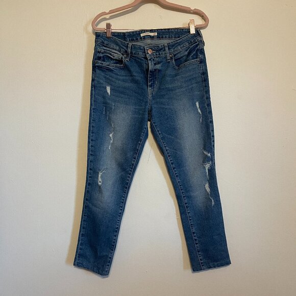 Levi's | Blue Medium Wash Distressed 711 Skinny Jeans 30 (Short) - Picture 1 of 5